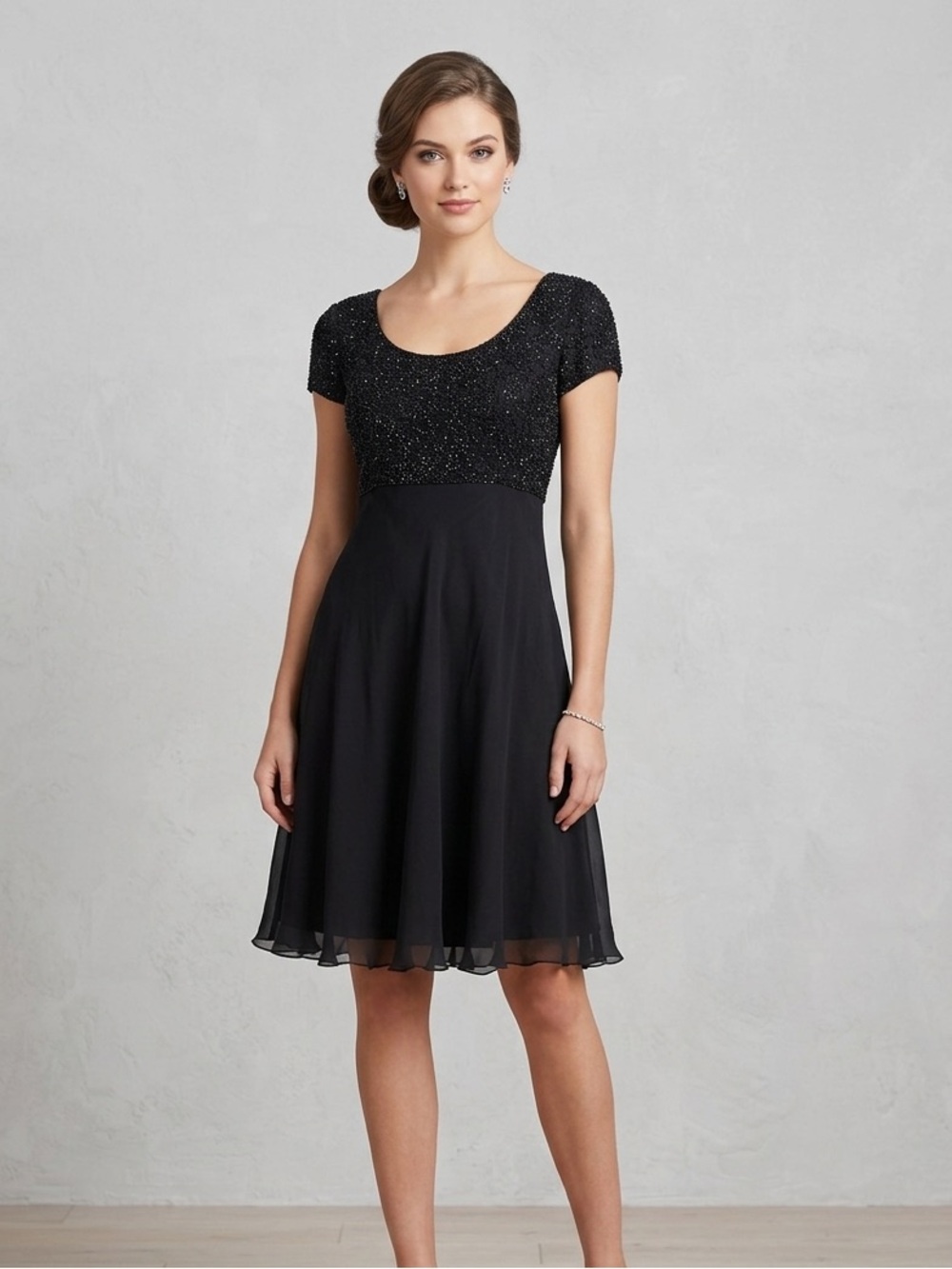 VINTAGE | Pure Silk 1990's "Bieff Basix for David York" Black Beaded Mini Dress